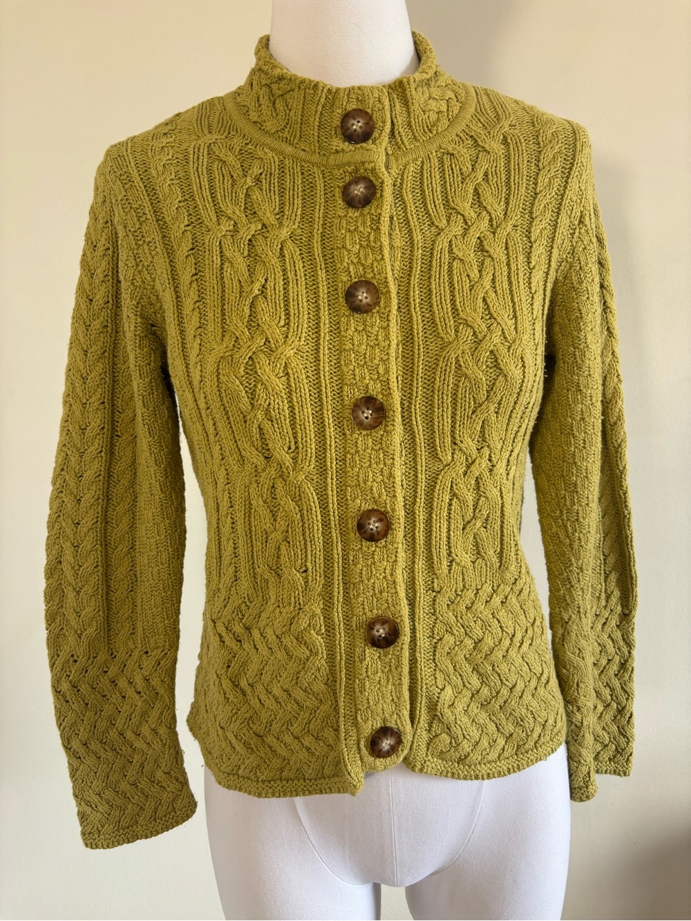 Vintage Talbots Petites Cable Knit Mock Neck Cardigan